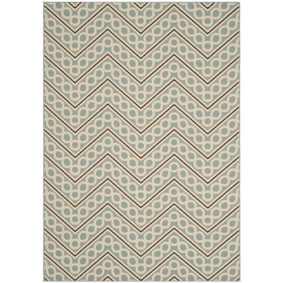 Safavieh Hampton Yvonne Chevron Indoor/Outdoor Area Rug, Light Blue/Ivory, 5'1" x 7'7"