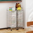 thumbnail image 2 of Costway Rolling Storage Cart with Chrome Plated Metal Frame & Lockable Universal Wheels Clear, 2 of 10