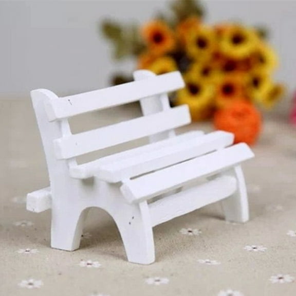 GOOHOCHY White Wooden Miniature Garden Bench for Photo Booth Props and Home Decoration Lightweight Durable 7 inches