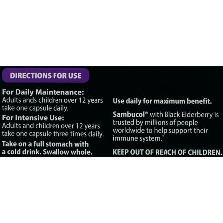 Sambucol Black Elderberry Advanced Immune Supplement Capsules, 30 Ct