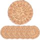 thumbnail image 1 of Juego de 4 manteles individuales de jacinto de agua natural, redondos y trenzados de mimbre natural, de ratán con tejido de paja de 10 cm, resistentes al calor, antideslizantes, hechos a mano para, 1 of 6