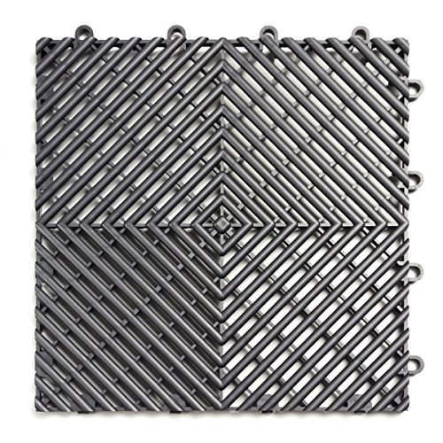 RaceDeck Conception à Nervures Ouvertes à Circulation Libre, Carreau de Plancher de Garage Modulaire Durable à Emboîtement (Lot de 48), Graphite
