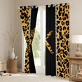 thumbnail image 3 of Feelyou Cheetah Print Letter K Blackout Curtains Set of 2 (52x84 Each), Chic Brown Bowknot Ribbon Window Curtains, Leopard Wildlife Animal Curtains and Drapes, Window Curtains Bedroom Decor, 3 of 6