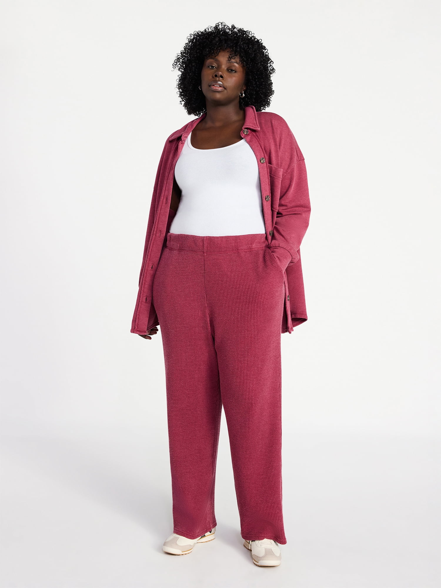 Terra & Sky Women's Plus Waffle Knit Pants, Sizes 0X-4X