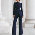 thumbnail image 2 of Purcolt Womens Suits 2 Piece Sets Business Casual Slim Fit Stand Neck Single Button Blazer and Straight Pants Wrinkle Free Office Work Outfits, 2 of 9