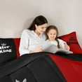 thumbnail image 5 of Castle Fairy Kids Happy Valentine's Day 3-Piece Queen Comforter Set, Black Red Romantic Couple Breathable Lightweight Bedding, 5 of 8