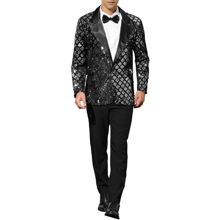 Lars Amadeus Men's Sequin Blazer Tuxedo Prom Glitter Sports Coat Suit Jacket