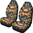thumbnail image 7 of FOR U DESIGNS Highland Cattle Sunflower Pattern 2 Pcs Car Seat Cover Lightweight Truck Seat Protectors Elastic Auto Accessories Car Front Seats Only Fit Sedan Truck SUV, 7 of 7