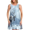 thumbnail image 1 of Easygdp Winter Reindeer In Snowy Mountains para Vestido Transpirable de Mujer, Vestido Suelto de Manga Corta con Pliegues y Bolsillos para el Verano, 1 of 7