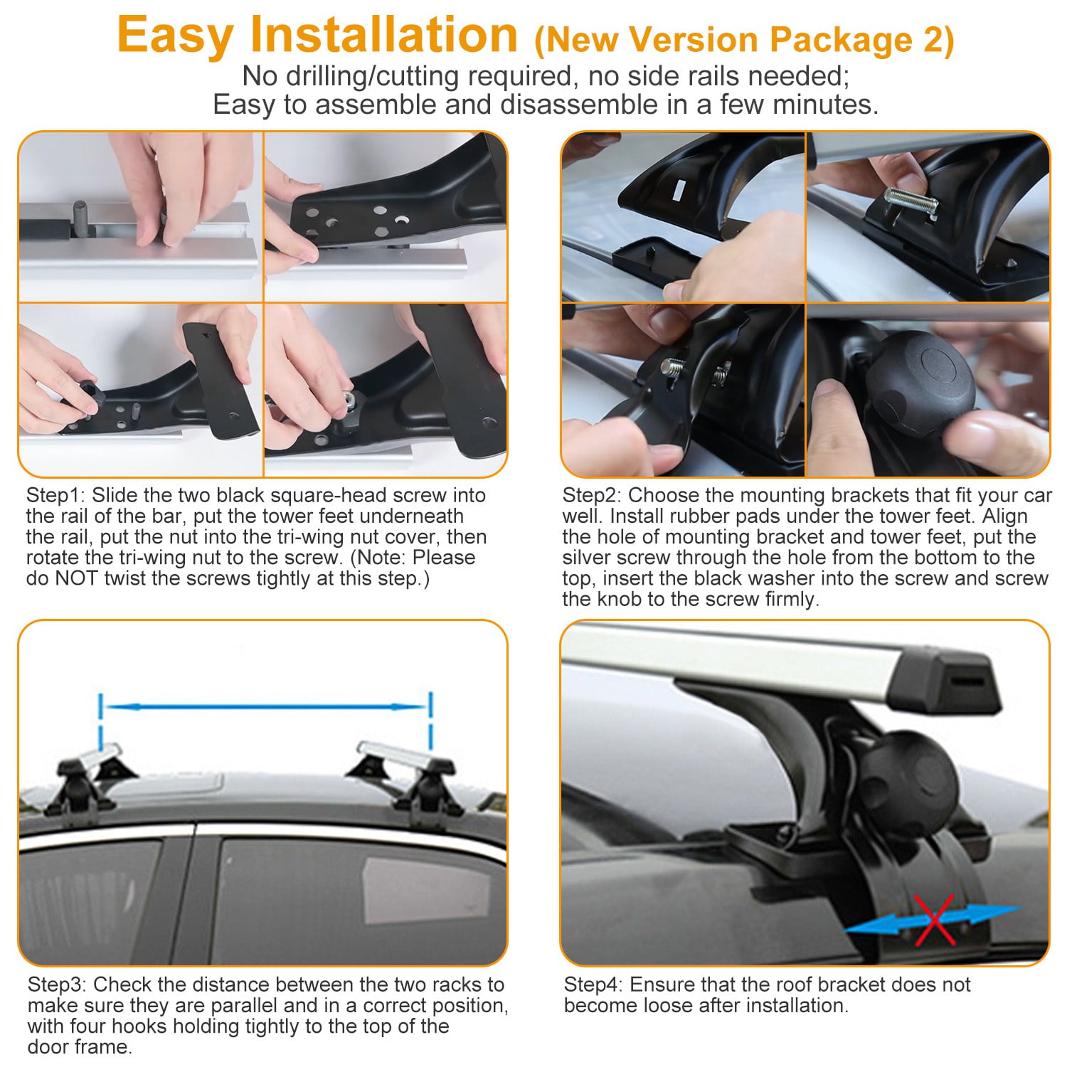 Moclever 47.2" Car Roof Rack, Aluminum Cargo Carrier Roof Rack Crossbars for Most Vehicle Wagon Cars