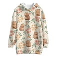 thumbnail image 4 of Psesaysky Cute Capybara Flower Print Girls Oversized Hoodies Fleece Pullover Sweatshirts Kids Fashion Hoodie Dress Casual Outfits Fall Winter Clothes for 9-10 Years, 4 of 7