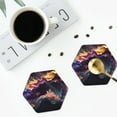 thumbnail image 4 of Vsdgher Explosive Fluid Splash Art Leather Coasters for Drinks, Durable Drink Coasters 4 Set for Tabletop Protection, Luxurious Home Décor and Housewarming Gift-Hexagon, 4 of 6