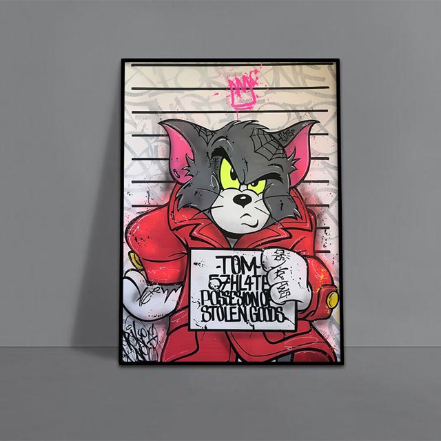 Disney Cartoon Character Graffiti Poster Mural Decoration Anime Figure Canvas Painting Tigger Mickey Mouse Donald Duck Wall Art40X50cm Unframed Gao Jinjia LED