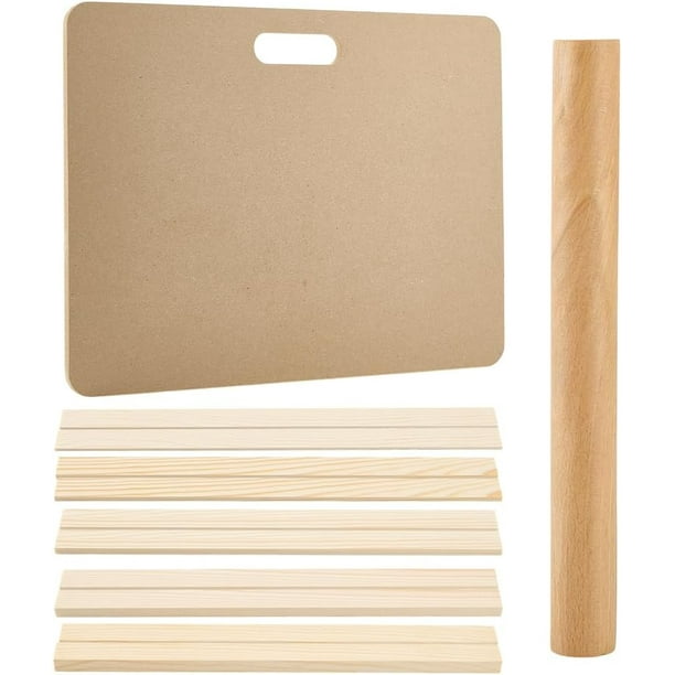 Kit de herramientas de cerámica de 12 piezas: incluye 1 tabla para amasar arcilla, 1 rodillo de madera para arcilla y 10 varillas de madera de 5 tamaños para enseñar a trabajar la arcilla.