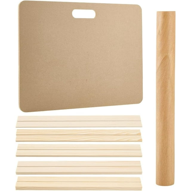 Kit de herramientas de cerámica de 12 piezas: incluye 1 tabla para amasar arcilla, 1 rodillo de madera para arcilla y 10 varillas de madera de 5 tamaños para enseñar a trabajar la arcilla.