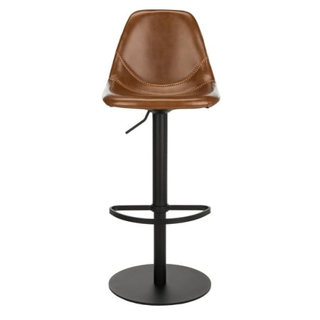 SAFAVIEH Sky Light Brown/Black High Back Tufted Bar Stool (17.25 in. W x 20 in. D x 33.5/43.5 in. H)