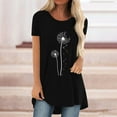 thumbnail image 2 of Tunic Tops for Women Loose Fit Dandelion Print T-shirt Top Round Neck Short Sleeve Shirt Top Casual Solid Color Blouse, 2 of 4