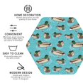 thumbnail image 3 of Disketp Mallard Ducks Swimming In The Lake Funny Coasters,4 Pcs Leather Coasters with Holder, Perfect Housewarming Hostess Gifts,Protect Furniture from Water Marks Scratch and Damage-Hexagon, 3 of 6