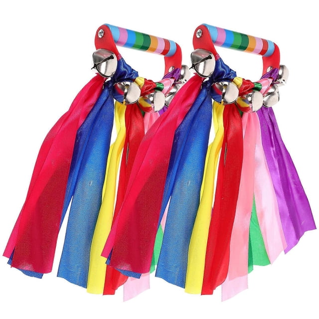 2Pcs Multi-Colored Handheld Percussion Tambourine For Kindergarten Exercises Featuring Rhythm Beat Shaking Sound Production