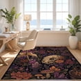 thumbnail image 3 of Design&I 6'x9' Washable Area Rug Oversized Skid-Resistant Deep Purple Mystic Garden and Gothic Enchanted Floral Skull Motif for Living Room, Family Indoor, 3 of 7