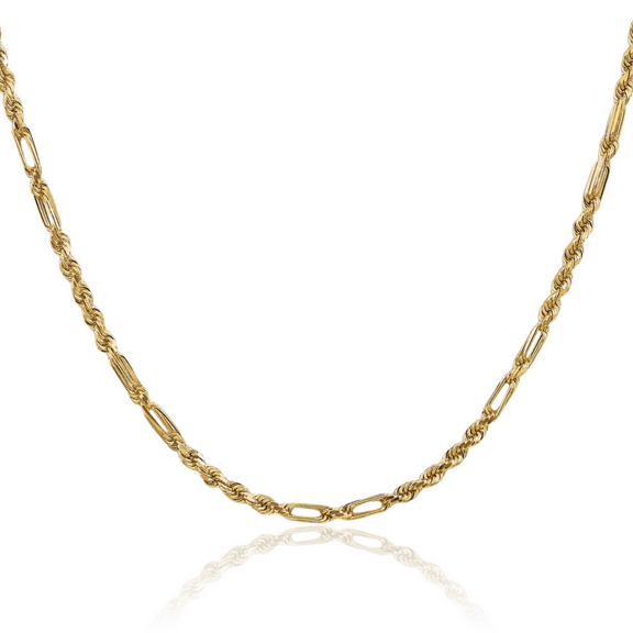 14K Solid Yellow Gold 3mm Milano Rope Chain Twisted Link Necklace