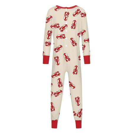 

Fridja Christmas Men Dad Printed Xmas Family Matching Conjoined Home Pajamas Set