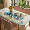 thumbnail image 3 of Green Plaid Easter Table Cloths for 4 Foot Rectangle Tables, Blue Truck Spring Floral Bunny Rustic Patio Waterproof Elastic Fitted Tablecloths, Washable Rectangular Table Cover for Camping, 3 of 8