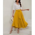 thumbnail image 6 of sicmoss Women's Yellow High Waisted Bohemian Maxi Skirt, Side Slit Flowy with Pockets, 6 of 8