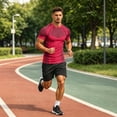 thumbnail image 5 of Men's Workout Shirts Quick Dry Seamless Short Sleeve Tshirts Breathable Compression Workout T-Shirt Geometric Print Athletic Tee For Gym Running Training, 5 of 6