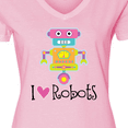 thumbnail image 4 of Inktastic Robotics Girl I Love Robots Women's V-Neck T-Shirt, 4 of 5