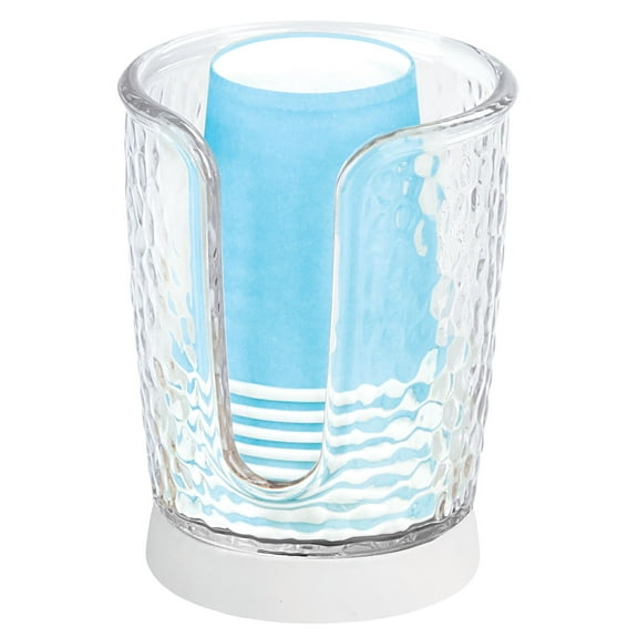 mDesign Plastic/Steel Compact Small Disposable Paper Cup Dispenser - Clear/White