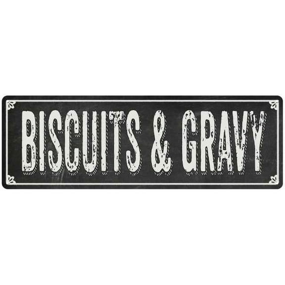 BISCUITS & GRAVY Shabby Chic Black Chalkboard Metal Sign 6x18 Decor 106180050072