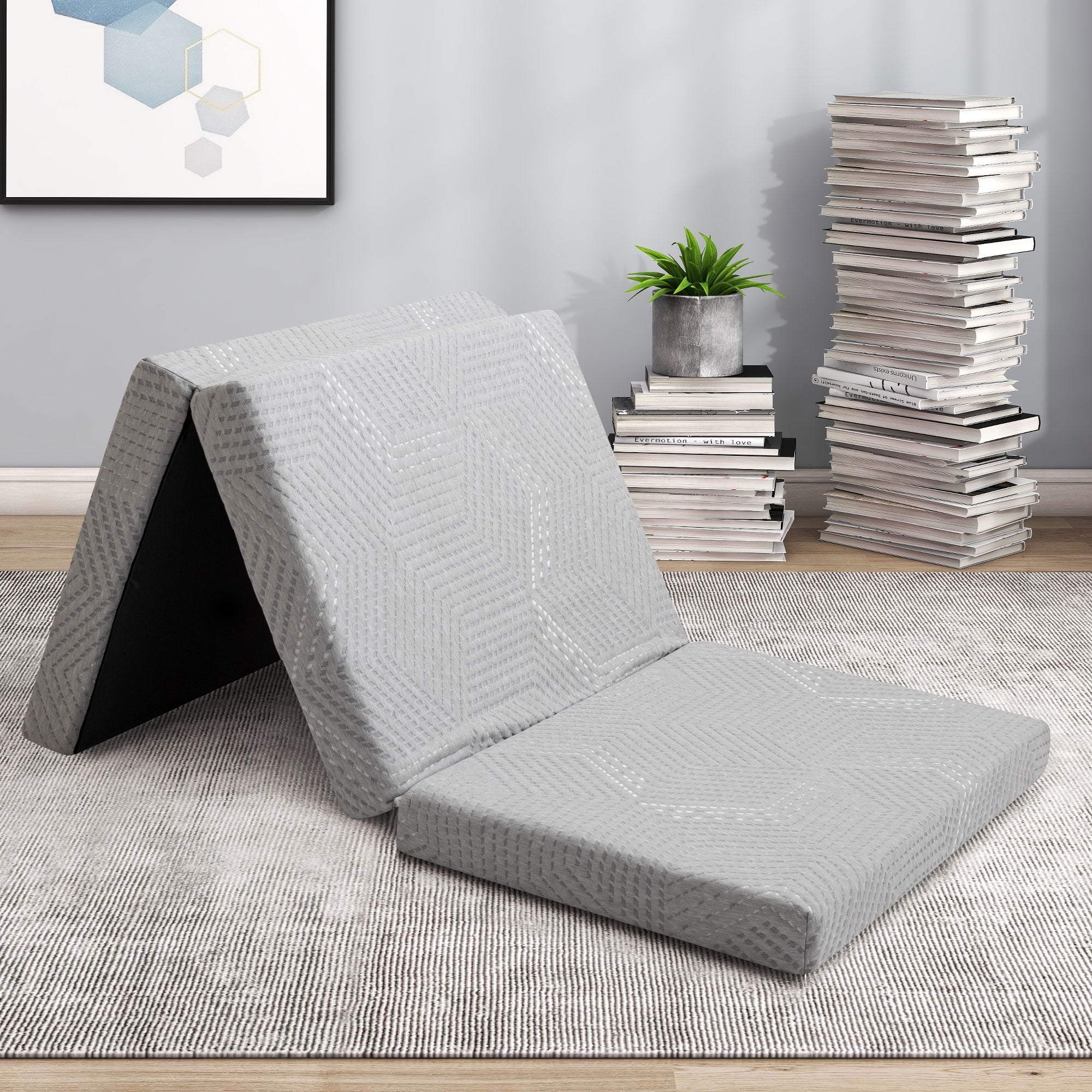 4Inch Tri Folding Memory Foam Mattress with Removable Cover , Twin TriFold Mattress