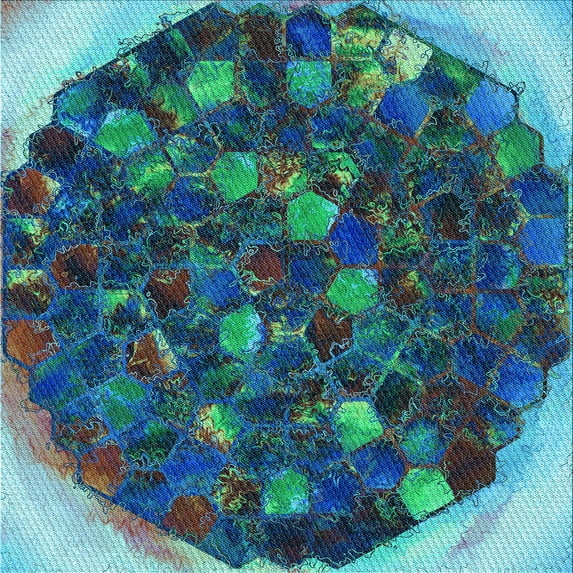 Ahgly Company Indoor Square Patterned Macaw Blue Green Area Rugs, 7' Square
