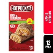 Hot Pockets Frozen Snacks, Ham and Cheddar Croissant Crust, 12 Sandwiches, 54 oz (Frozen)