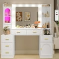thumbnail image 3 of White Vanity Desk with Mirror and Lights and Charging Station for Bedroom, Makeup Vanity Desk/Dressing Table with 7 Drawers&Storage Cabinet, Large Vanity Table for Women/Girls, 3 of 11