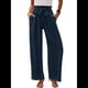thumbnail image 1 of Pantalones de Salón Anchos para Mujer con Bolsillos, Cintura Alta, Ajustables, con Nudo y Holgados. Azul Marino XL, 1 of 7