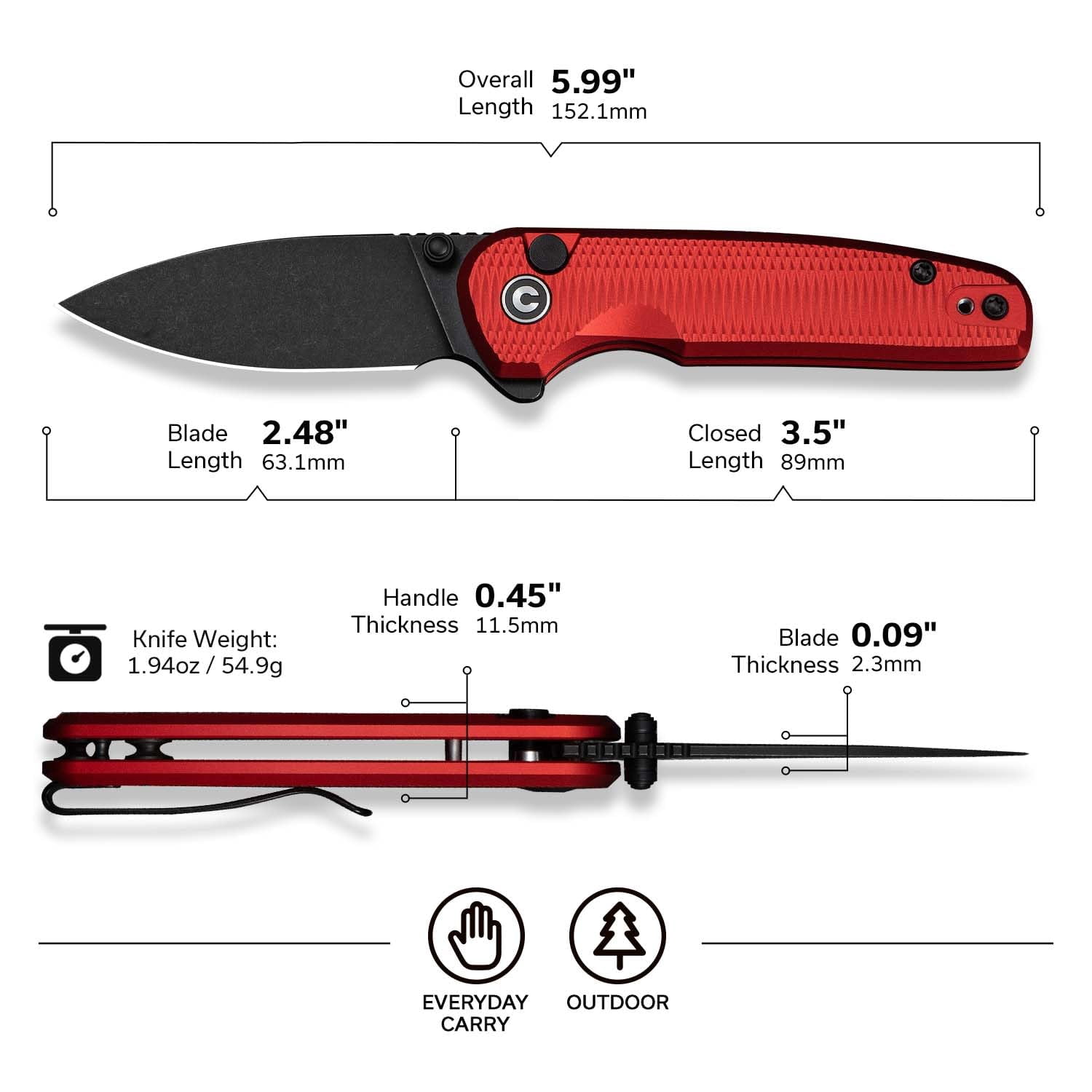 CIVIVI Mini Shakan Pocket Folding Knife with 2.48" Nitro-V Blade C20052F-2