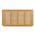 thumbnail image 2 of Lisonu Contemporary Wave Shaped 64-Inch TV Stand with Rattan Doors in Natural Wood Finish, 2 of 11