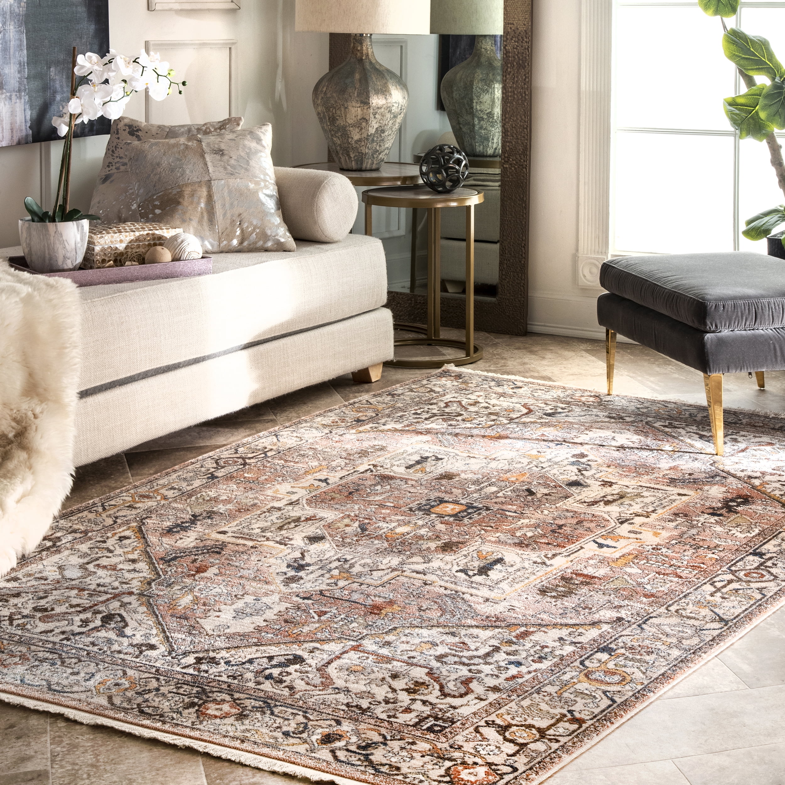 nuLOOM Vintage Harriet Medallion Fringe Rug Area Rug