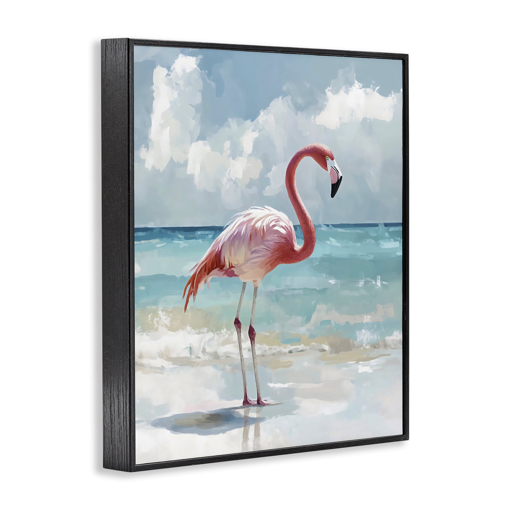 Stupell Industries Flamingo At Shore Black Framed Giclee Art, design by The Prints Vibe