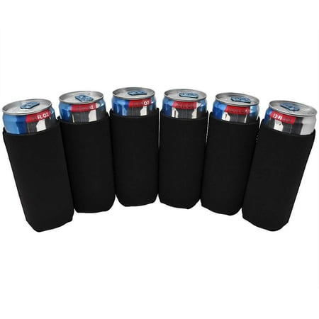 

TahoeBay 6 Slim Can Sleeves - Blank Neoprene Beer Coolers – Compatible with 12oz RedBull Michelob Ultra White Claw Spiked Seltzer (Black 6) Black