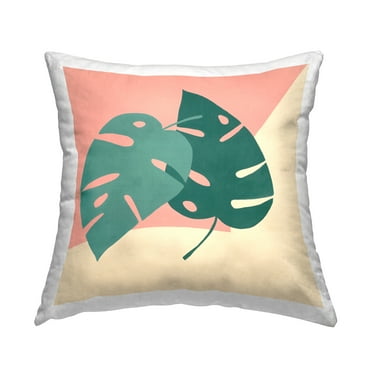 Stupell Industries Tropical Monstera Leaves Square Decorative Printed Throw Pillow, 18 x 18