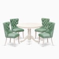 thumbnail image 3 of East West Furniture HLDA5-LWH-22 5 Piece Dining Table Set for Small Spaces Contains a Round Kitchen Table with Pedestal and 4 Upholstered Chairs, 42x42 Inch, linen white, 3 of 6
