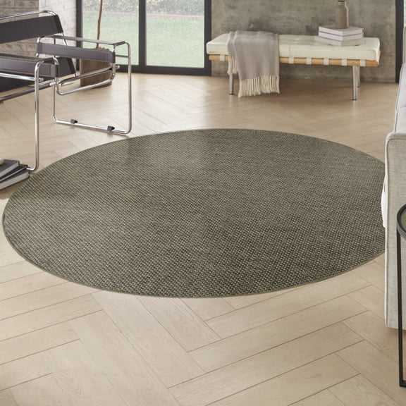 Nourison Tulum 8' x Round Olive Outdoor Rug