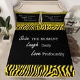 thumbnail image 2 of jejeloiu Chic Zebra Pattern Bed Sheets,Abstract Geometric Lines King Sheets,Yellow Black Sheet Set For Kids,Ultra Soft Home Decor,4-Piece, 2 of 7