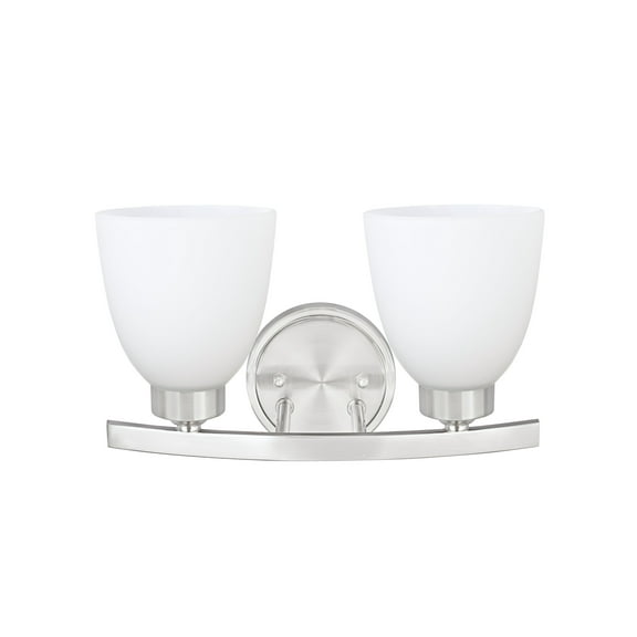 Aspen Creative 62203-1, Two-Light Metal Bathroom Vanity Wall Light Fixture, 13" Wide, Transitional Design in Satin Nickel