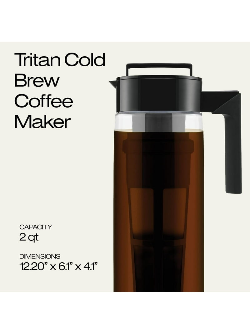 Takeya, Cold Brew Coffee Maker, 2 Quart, Airtight Black Lid