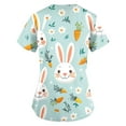 thumbnail image 3 of Healing Hands Scrub Top，Easter Scrub Tops Women Bunny Egg Hunt Print Medical Scrubs Top Stretchy V Neck Short Sleeve Nurse Uniforms，Cyan，XXXXXL, 3 of 5