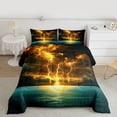 thumbnail image 2 of Homewish Boys Girls Orange Lightning Bedding Comforter Set 2pcs,Abstract Gradient Twin Comforter Sets Microfiber,Natural Disaster Breathable Bedding Set,Microfiber Bedroom Decor,Reversible, 2 of 8